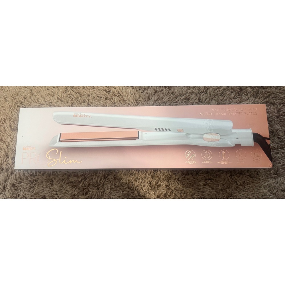 Cortex Beauty Pro Slim 1" Ceramic Flat Iron White Rose Gold‎ NIB